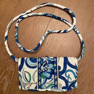 White and Blue Paisley Crossbody